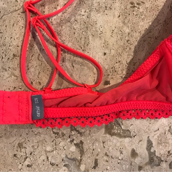 Aerie Bright Orange Lace Bralette w/ Decorative Straps Size 32B - Picture 4 of 4
